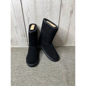 Aomais Womens Size 7 Black Suede Mid Calf Lined Boots Winter